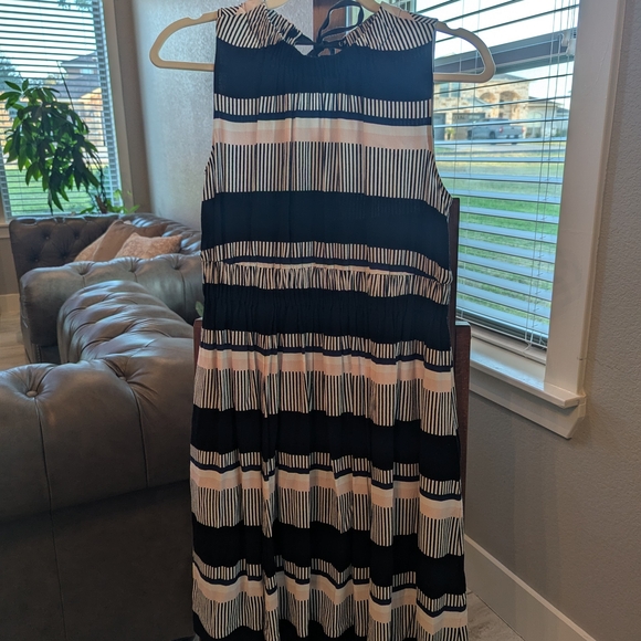 Kate Spade Bay Stripe Tie Back Sleeveless Flare Dress.  - Picture 2 of 6